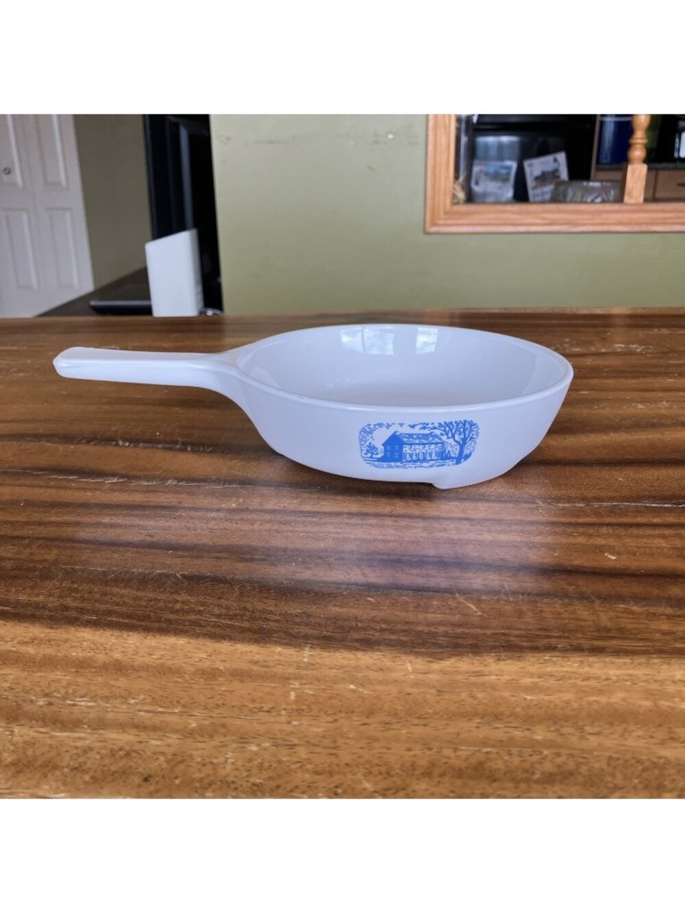 Amana Radarware Browning 6.5" Skillet Corning Ware White Blue House Scene No Lid